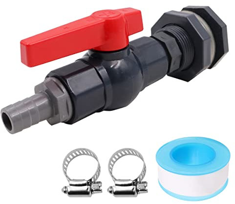 WANGCL Rain Barrel Spigot Faucet Kit PVC Bulkhead Fitting with Ball Valve and Garden Hose Adapter Barb 20mm(3/4)