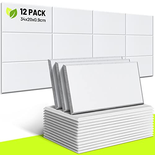 CAHAYA Paquetes De Paneles Acústicos De 9 Mm De Grosor Acolchados Sin Adhesivo En La Parte Posterior 34 * 20 Cm Panel De Aislamiento Acústico Que Absorbe El Ruido Para Las, Blanco CY0313-2