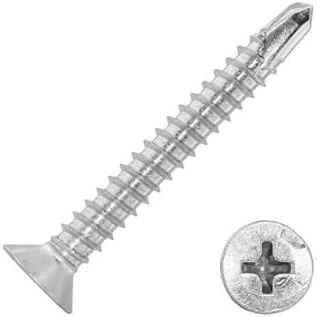 Techtanium Bohrschrauben 3,5 x 22 mm mit Senkkopf & Kreuzschlitz [Form O] aus Edelstahl A2 (50 Stück) | Holzschrauben | Senkkopfschrauben | Schnellbauschrauben | DIN 7504
