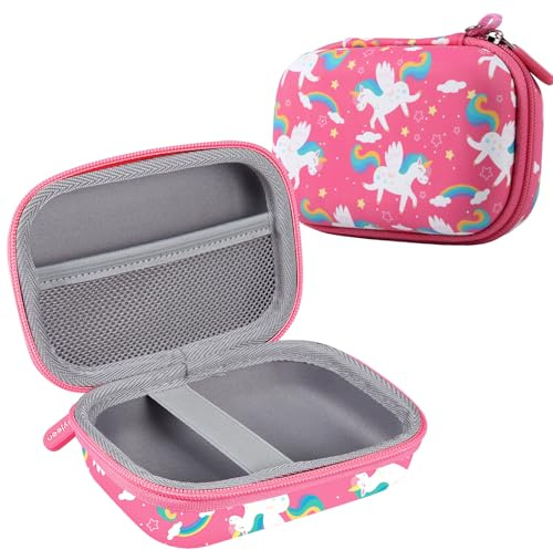 Leayjeen Custodia per fotocamera compatta per bambini Compatibile con YunLone/Vannico/GlobalCrown/Gofunly/voltenick, bambini pasqua regalo & Compleanno(solo custodia) Unicorno Rosa