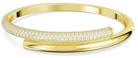 Swarovski Dextera Kollektion Armreif, Magnetverschluss, Weiß, Goldfarben plattiert