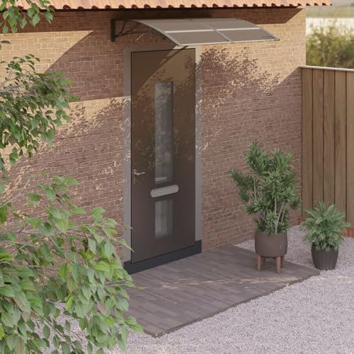 Camerina Türvordach Schwarz 150x100 cm Polycarbonat Trapezblech Grillpavillon Balkon Markise üBerdachung Terrasse Unterstand Regenschutz Balkon