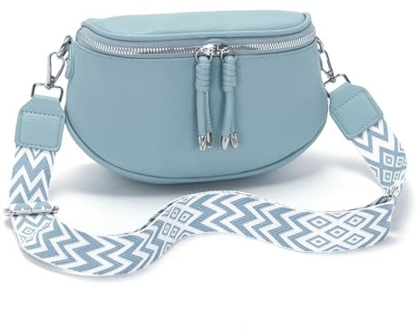Atgbiem Bauchtasche Damen Hellblau Crossbody Bag Damen Klein Umhängetasche Damen Handtasche Veganes Leder Bags for Women