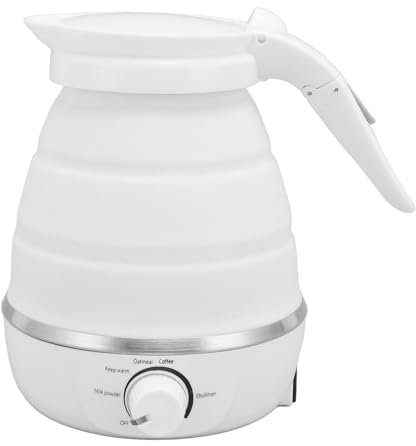 Bollitore da Viaggio, Bollitore Elettrico da Viaggio Bollitore Elettrico Portatile Pieghevole Pieghevole da 600 Ml 850 W con Adattatore per Isolamento, Riscaldamento del Latte,
