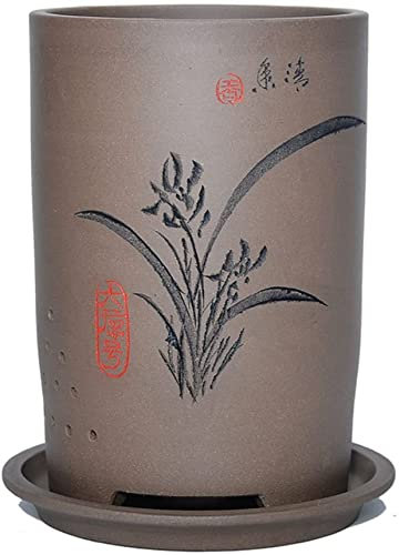 sjdoPulse Pot De Fleur Succulent en Sable Violet, Pot De Fleur en Céramique Chinoise pour Orchidée Chlorophytum Clivia Extérieur Intérieur Salon Conteneur De Plantes À FL