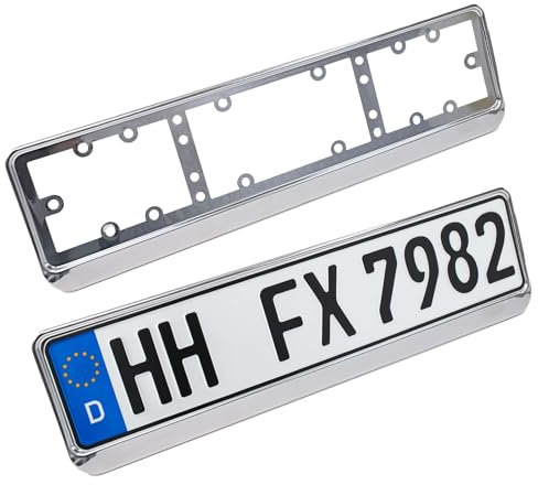 2 Stück Silber Edelstahl Rahmenlos Kennzeichenhalterung, Nummernschild Kennzeichenhalter, License Plate Holder, Auto Nummernschildhalterung für PKW Halter 538 x 149 mm