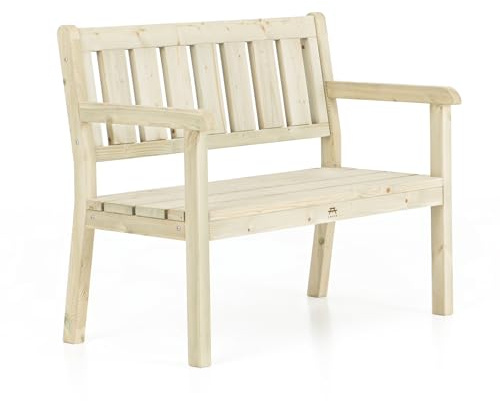 Amata UNGURS Doppelbank Modernes Design - Wetterfeste Holzbank für Draußen, Terrasse, Hinterhof und Garten Feuerstellen - Ergonomischer und Langlebiger Stuhl, Zeitloses Design (Holz)