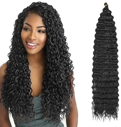 JSTHHTT Onda Profonda Crochet Hair Extensions - Bricciatura Mare per Donne Nere, Stile Boho Curly - 22 Pollici