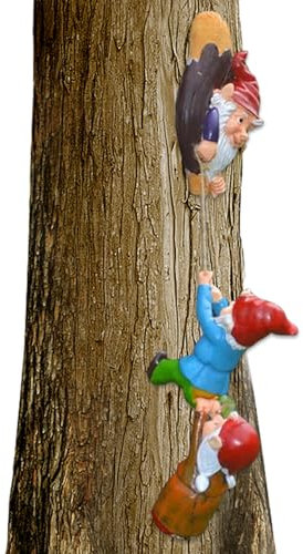 AZIDWERYQ Tree Climbing Gnomes Weather-Resistant 3 Climbing Gnomes Tree Decor Whimsical Garden Gnome Tree Stump Decor Fairy Garden Accessories Yard Art Ornaments Climbing Gnomes Tree Decor