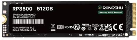 RONGSHU 512GB NVMe SSD M.2 PCIe Gen 3×4, Read Speeds Up to 3,100 MB/s, M.2 2280 Internal Soild State Drive, SLC Cache 3D NAND TLC Compatible with Laptop and PC Desktops (RP3500)