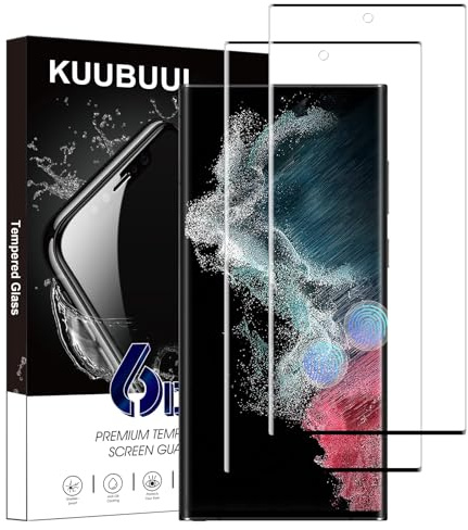 KUUBUUL für Panzerglas Schutzfolie für Samsung Galaxy S22 Ultra, [2 Stück][Erkennbarer Fingerabdruck][9H Härte][Blasenfrei][Anti-Kratzer] Gehärtetes Glas für Samsung S22 Ultra Displayschutzfolie