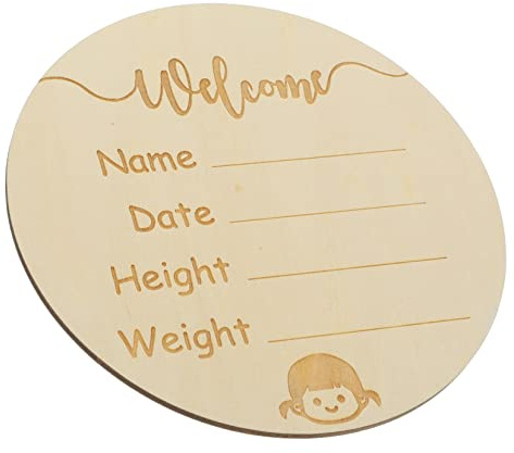 Rundes Babynamensschild für Neugeborene im Krankenhaus | Basswood Sperrholz, Rundes Design mit Schöner Druckoptik, für Zuhause und Hochzeitsfeiern