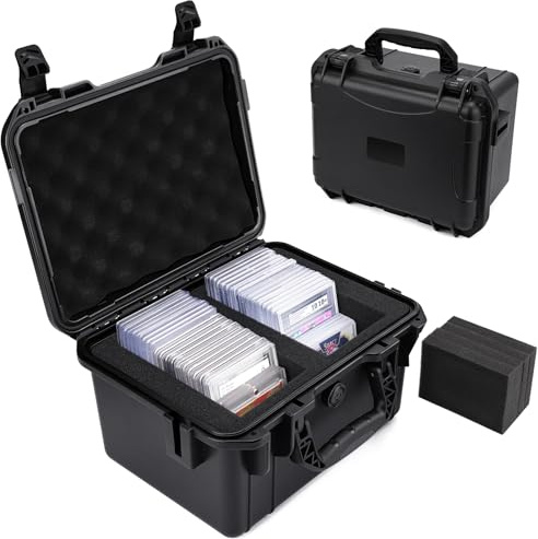 QINGUANG Graded Card Storage Box, Card Case with 4 Foam Dividers