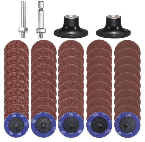 sourcing map 54pcs Quick Change Discs Set 2 Roll Lock Sanding Discs with 1/4 Shank Pad Holder 36/60/80/120/240 Grit Surface Conditioning Disc for Polish Rust Removal