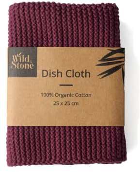 Wild & Stone Organic Cotton Dish Cloth, GOTS Certified, 25 x 25cm