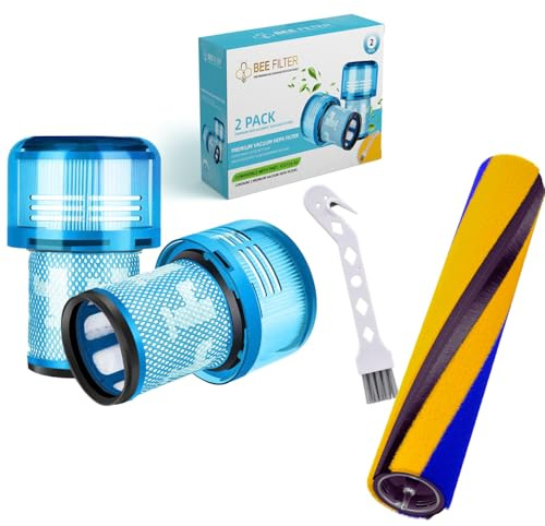 Combo 2-Pack Dyson V12 Filter & 1 Laser Brush Bar – Compatible with V12 Detect Slim, Absolute, Animal – Replaces Parts 971517-01 & 971634-01