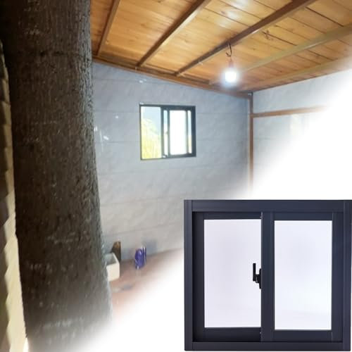 Schiebefenster für Schuppen, Wohnmobil oder Keller, 121,9 x 40,6 cm, Ersatzfenster mit Lüftungsgitter für Kabinen und Schuppen, Dunkelgrau