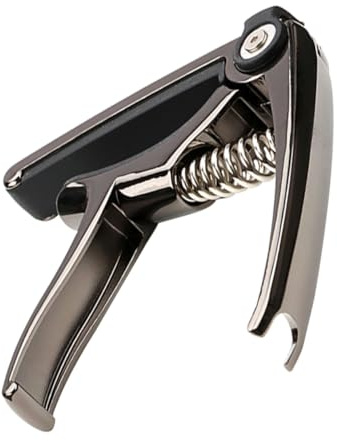 Schwarzer Kapodaster K84 für Gitarre und Ukulele aus Metall | Schneller Wechselmechanismus, Schlanke Form, für Musiker, Kompakt für Unterwegs und Präzise Handhabung