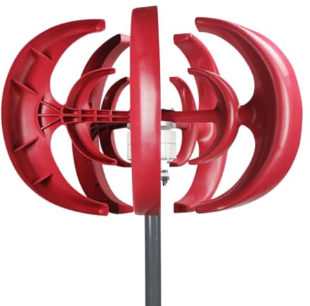 HYZHANHONG Rosso,48V, Kit generatore Eolico ad ASSE Verticale efficiente a 5 Pale da 3000 W, generatore di mulini a Vento 12V-220V, convertitore di energia eolica per casa o Campeggio Rosso