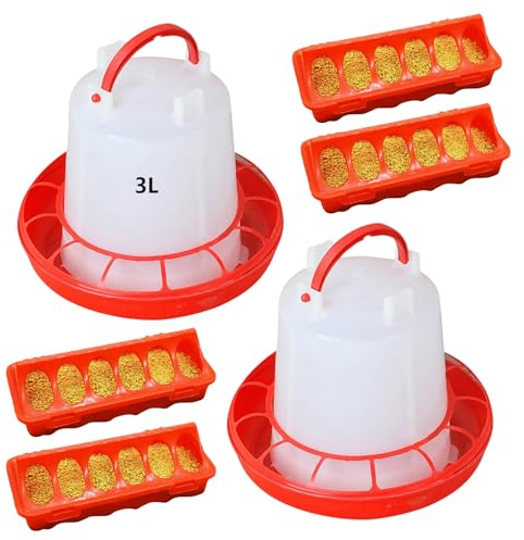 Chicken Feeder And Waterer Set, 4pcs Chick Feeders And 2pcs, Water Dispenser, Hanging Feeder,Poultry Drinker Chick Kit, Design For Baby Chicks