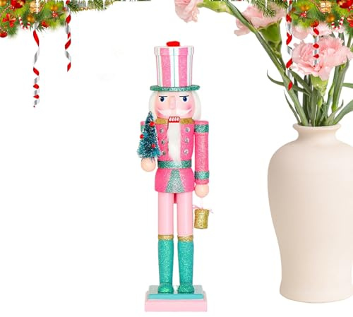 BommFu Nussknacker Weihnachtsdekoration - 38 cm Holzfigur Festliche Sammelstücke,Weihnachtliches Sammlerstück Nussknacker | Für Feiertagsparty Küche Schlafzimmer Wohnzimmer Schrank Halloween