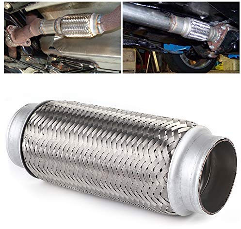 Tbest Tubo Flessibile in Acciaio Inossidabile Tubo di Riparazione Marmitta Corrugato di Alta qualità Universale per Auto Argento 51x200mm 55x200mm (55MM*200MM)
