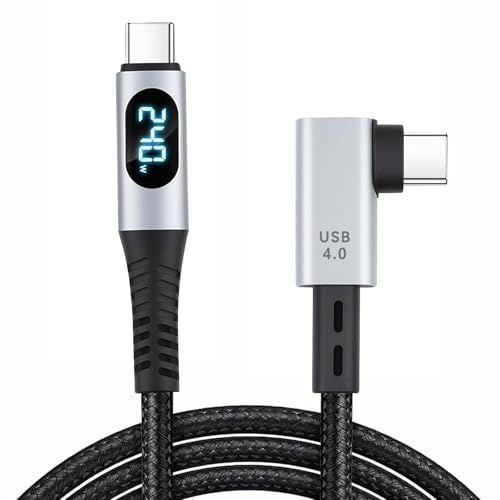 aceyoon Cable USB C a USB C de 240 W, ángulo de 1 m, USB 4.0 PD3.1 tipo C cable de datos con pantalla LED, soporta transferencia de datos de 40 Gbps, cable de carga rápida USB C para Thunderbolt 4/3