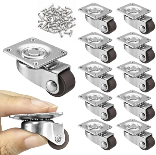 12 Stück Möbelrollen 12 mm, Lenkrollen Klein, Kleine Rollen für Möbel Mini | 360° Drehbar Lautlose Rollen aus Vollgummi, Kleine Lenkrollen mit 72 kg Gesamtkapazität für Kleinmöbel, Tatami-Schränke
