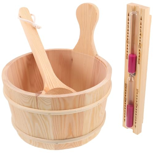 BESPORTBLE Sauna Holzeimer und Saunakelle 4l mit Robustem Griff und Tiefen Reinigungsfunktion für Sauna und Bad als Praktisches Saunazubehör