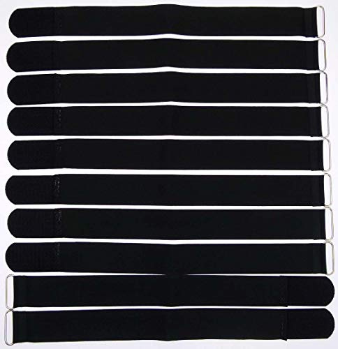 10x 40 cm x 40 mm wiederverschließbare Klett-Kabelbinder SCHWARZ mit Metall-Öse - Kabel-Klettband 400 mm wiederverwendbar