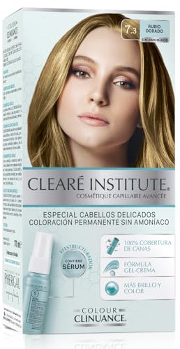 Colour Clinuance, Coloración Capilar Permanente Sin Amoniaco, para Cabellos Delicados, Tinte de Pelo 100% Cobertura de Canas, Incluye Sérum Capilar, Apto Método Curly, 7.3 Rubio Dorado, 170 ml