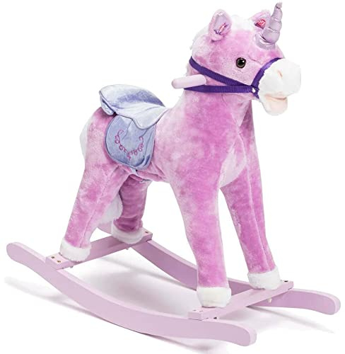 BAKAJI Toys Peluche Unicorno XL Altezza 80 cm Morbidissimo Cavallo a Dondolo Bambini Cavallo Morbido Idea Regalo