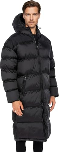 Doudoune extra longue a capuche homme Schott Ref 58395 Noir - M