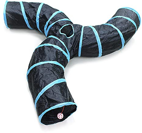 Bemodst Katzentunnel, 2-Wege/3-Wege/4-Wege/5-Wege Faltbar Kätzchen Tunnel Katzenspielzeug interaktives Pop-Up-Labyrinthhaus-Spielzeug für kleine Kaninchen,Welpen,Frettchen,Meerschweinchen (3-Wege)