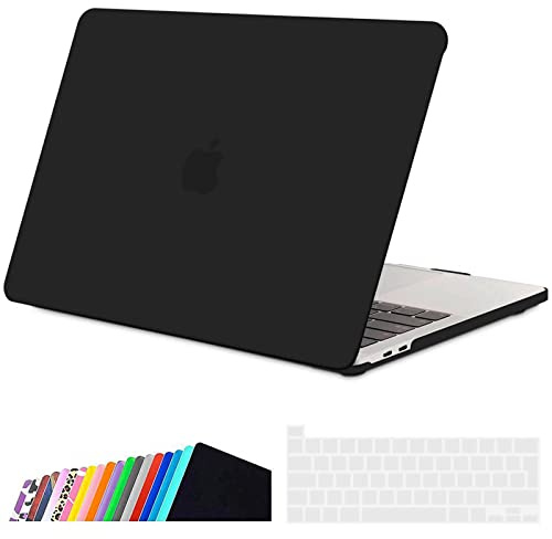 iNeseon Hülle Kompatibel mit 2016-2022 MacBook Pro 13 Zoll Modell A2338(M1 M2) A2289 A2251 A2159 A1706 A1989, Plastik Case Schutzhülle und EU Tastaturschutz für MacBook Pro 13,3, Schwarz