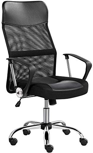 Yaheetech Executive Office Chair Adjustable Computer Desk Chair High Back Swivel Mesh Chair with Armrests Back Support for Home Office, Black