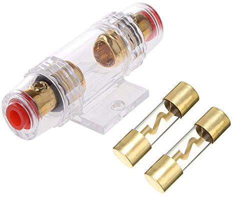 ETOPARS 60A Inline AGU Sicherungshalter Auto Automotive Audio Sicherheit schützen Glasrohr vergoldet Mit 2 Stück 60Amp AGU Sicherung