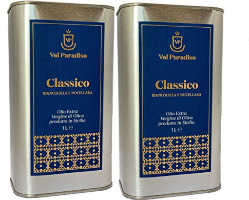Val Paradiso Olio Extravergine di Oliva Italiano Classico,100% Italiano, Estratto a freddo, 2 Latte da 1L