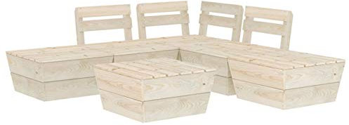 Tidyard Palettensofa Sofagarnitur Gartensofa Ecksofa Lounge Gartengarnitur Sitzgarnitur Sitzgruppe Gartenmöbel Gartenset Palettenmöbel mit Tisch/Ottomane 6-TLG.
