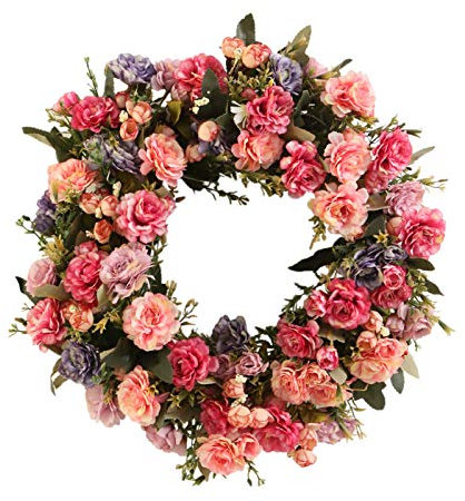 HooAMI 40cm Künstliche Türkranz Deko Kranz Dekorative Blumenkranz Wandkranz Für Frühling Sommer Alle Jahreszeiten Wanddekoration Hochzeitsfeier Festival Dekor