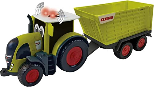 Happy People L&S 34541 Claas Kids Axion 870 trattore + rimorchio Cargos 750 – con luce e suono, verde