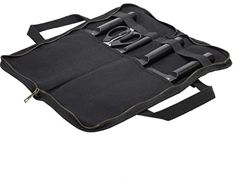 Kaaltisy Knife Storage Bag | 16oz Waxed Canvas Kitchen Tool Bag, Knife Bag for Camping Hiking, Multi-Purpose Tool Roll Bag - Black