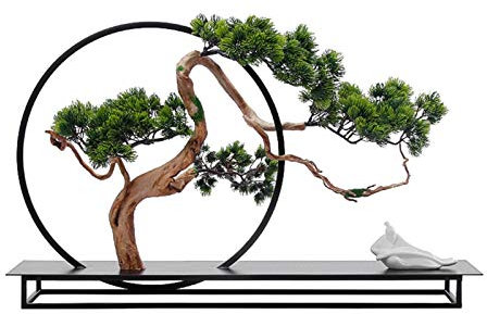 XXXXW Handmade New Welcoming Pine Ornaments Simulation Green Plants Bonsai Living Room Porch Soft Decorations Gifts Crafts Metal Fake Plant