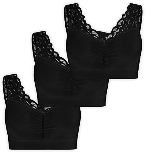 UnsichtBra Spitzen Bustier Damen BH ohne Buegel | Wohlfühl Bustiers Tops mit feiner Spitze | Bügelloser Soft Bra | Schlaf Still Büstier (l_SSS)(M)