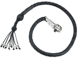 GARGOYLE BELLS Biker Whip 42 Motorcycle Get Back Whip, Leather Handlebar Accessory, Black