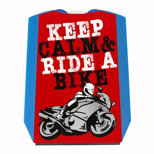 speecheese Keep Calm & Ride a Bike Parkscheibe mit Motorrad Motiv in rot Eiskratzer Wasserabstreifer und Einkaufswagen-Chips Motorrad parken Biker Parkplatz Auto