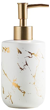 REFKIT Simple Ceramic Hand sanitizer Bottle Shampoo Shower Gel Disinfectant Bottled Bathroom Toilet Press Bottle(Matte White Bottle)