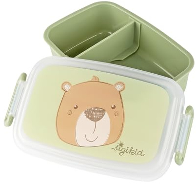 sigikid 25370 brödlåda björn matlåda med skiljevägg, BPA-fri, säker, lätt, rekommenderas för barn från 1 år