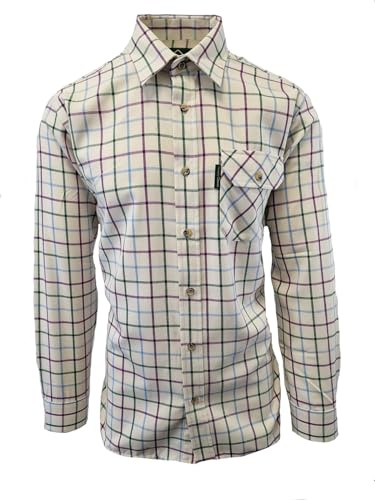 Country Classics Mens Long Sleeve Check Country Shirts (UK, Alpha, XXL, Regular, Regular, Doncaster Puple Green)