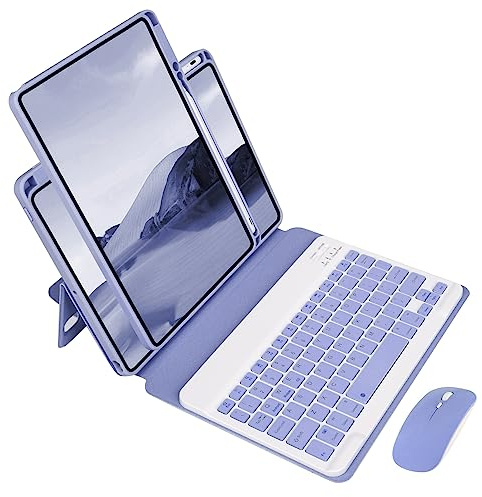 Funda con Teclado para iPad 6ª/iPad 5ª Gen, iPad Air 2/1, iPad Pro 9.7, QWERTY Teclado Desmontable Bluetooth Español con Ratón Recargable, Magnética Extraíble Funda, Soporte Ajustable, Púrpura